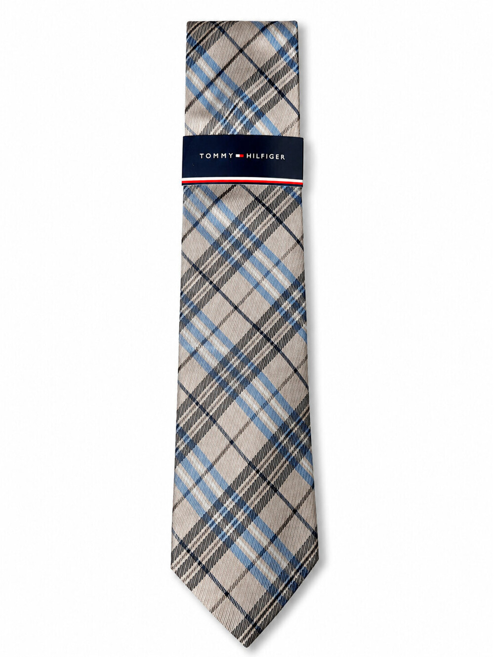 Tommy Hilfiger Men's Tie Blue Pink Micro Geometric Necktie NWT